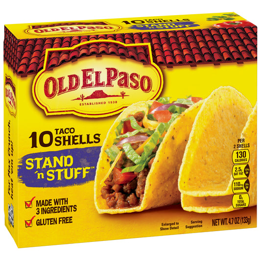Old El Paso Taco Shells, Stand 'n Stuff,  Gluten Free, 10 Count