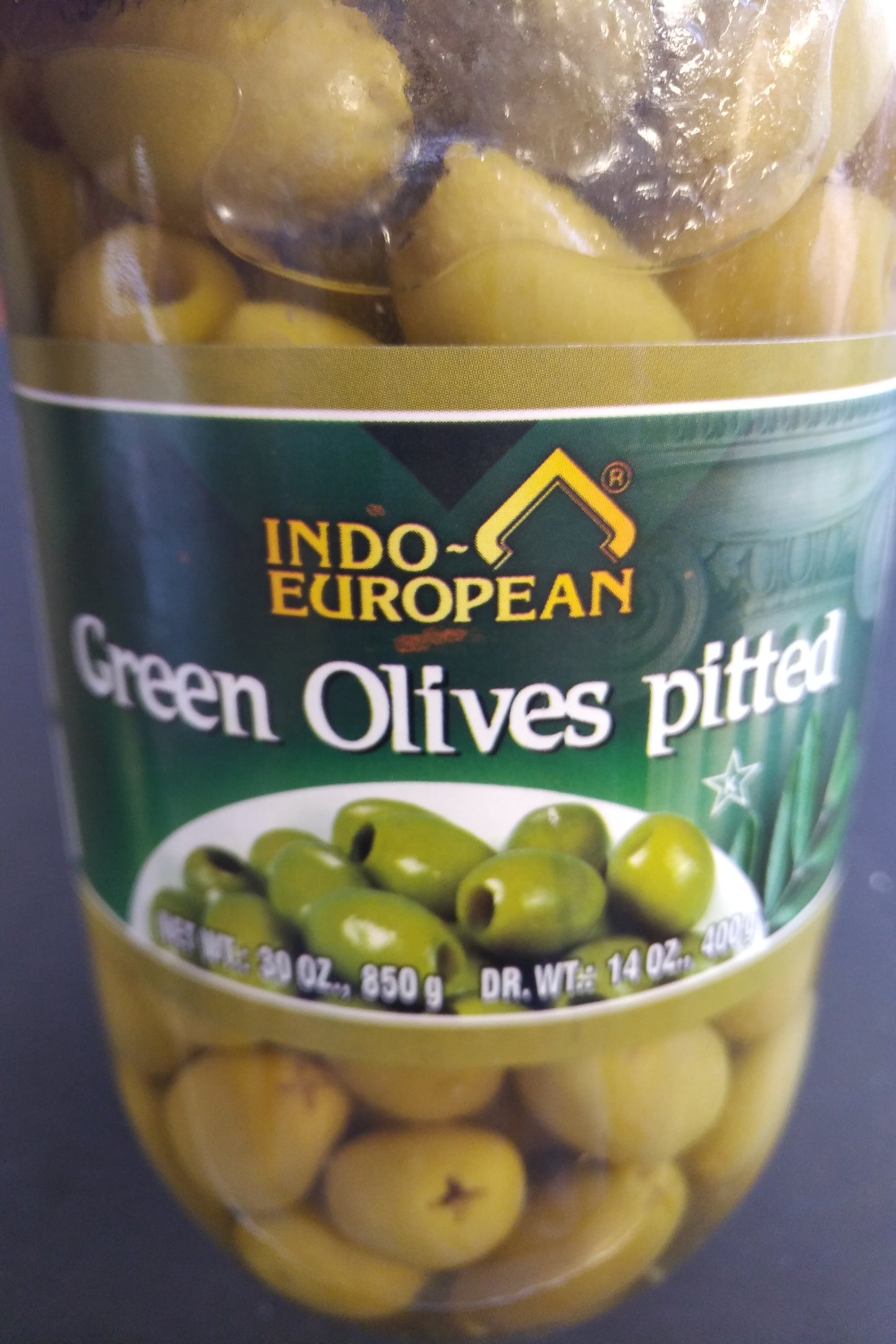 Indo European Green Olives Pitted 30oz