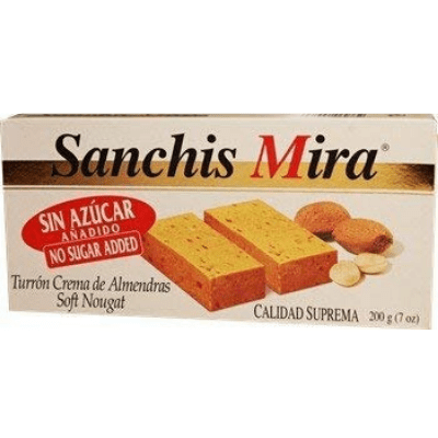 Turrón Jijona Almond soft Nougat Sanchis Mira No Sugar Added 200gr
