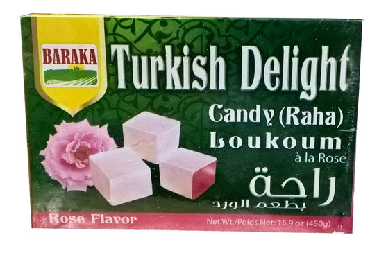 Baraka Turkish Delight LOUKOUM Candy Raha 450gr Rose